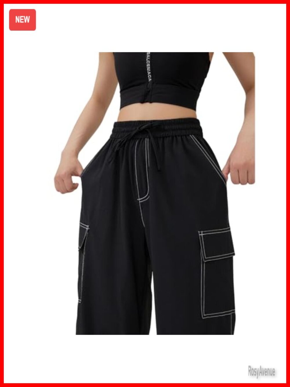 High Waisted Baggy Cargo Pants Y2K Parachute Pants Wide Leg Joggers Streetwear - Picture 3 of 7